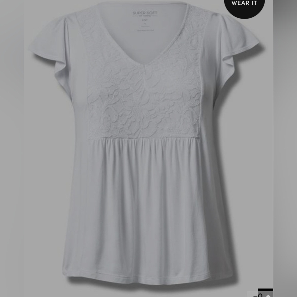 Torrid Super Soft V-Neck Ruffle Tee - Picture 2 of 5